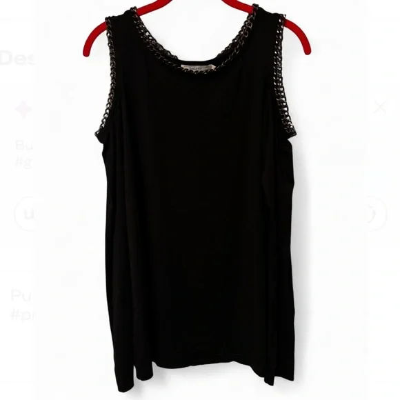 Bailey 44 | NWOT | Black Cold Shoulder Chain Detail Top | L - Picture 2 of 9